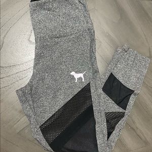 PINK Victoria Secret gray and black mesh leggings
